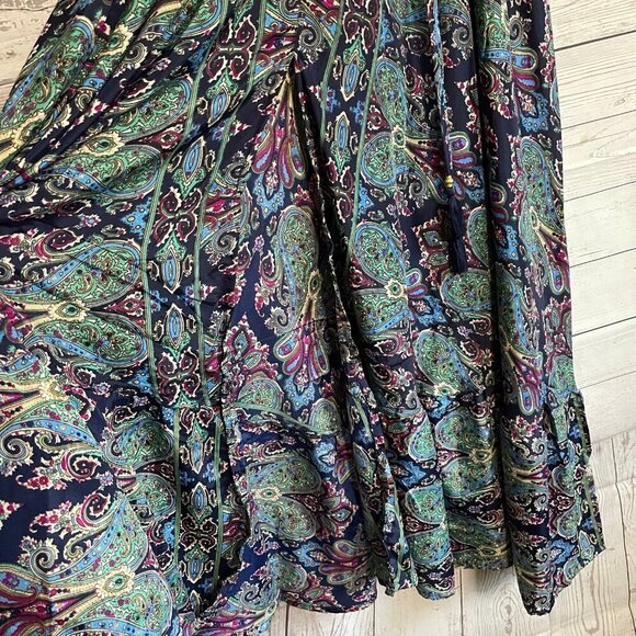 Indian Silk Maxi Dress with Kimono Sleeves, Size Medium - Picture 5 of 12